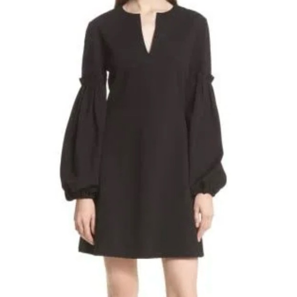 Tibi Dresses & Skirts - Tibi Bishop Long Sleeve Fit and Flare Dress in Black Size 0